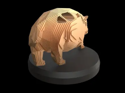 Parametric V Hippo Low-poly 3D model