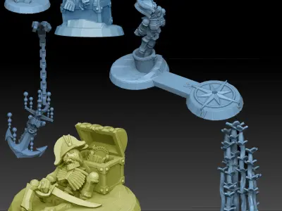 Undersea Bases Stems and Terrain 28mm 3D print model