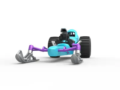 Front engine old school snow dragster Scale 1 to 25 3D print model