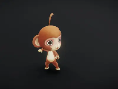 Cute Monkey Full Animation 1177 frames Cute Monkey Low-poly 3D model