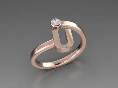 Jewelry Alphabet Ring U 3D print model