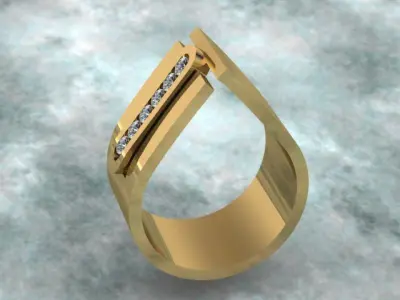 Diamond Golden Band Ring 3D print model