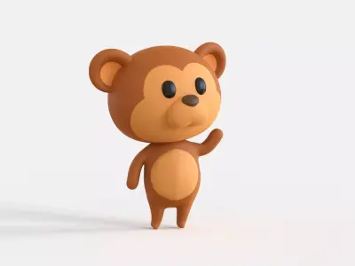 Little Funny Monkey Animated Low-poly 3D model