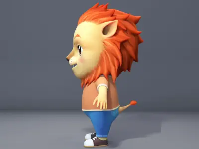 Cartoon lion  character lionet Low-poly 3D model