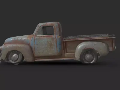 Abandoned Car - GMC 9300 Pickup Truck Low-poly 3D model