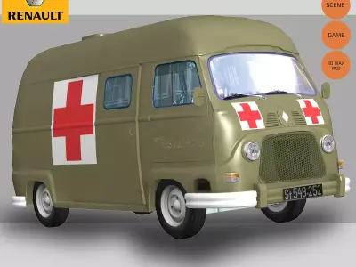Renault Estafette Military Low-poly 3D model