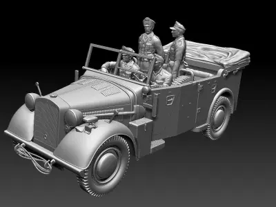 horch 901and general Rommel 3D print model