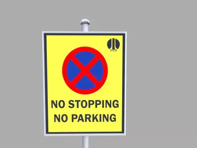 No Stop Parking Board Low-poly 3D model