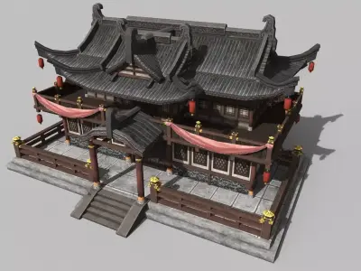Chinese style wooden attic 3D model order