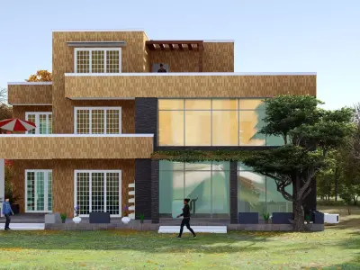 Residential Villa Revit Project  Low-poly 3D model