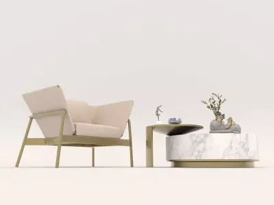 Modern Coffee Table and Armchair Set 51 3D model