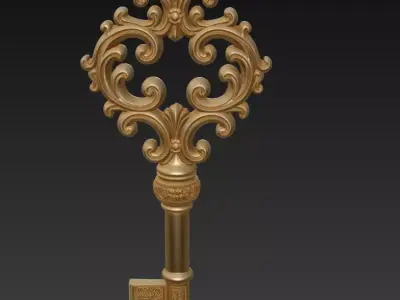 Royal Baroque Key - Elegant Ornamental 3D Decorative Model 3D print model
