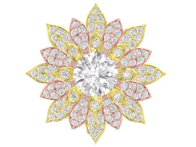 Luxury Floral Cluster Diamond Ring for Women  3499 3D print model