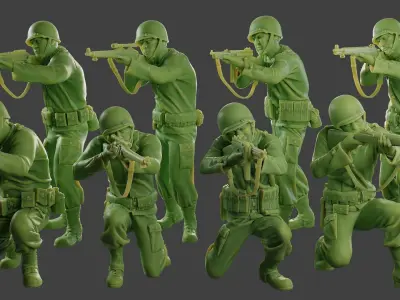 American soldiers ww2 A12 Pack 1 3D Model Collection