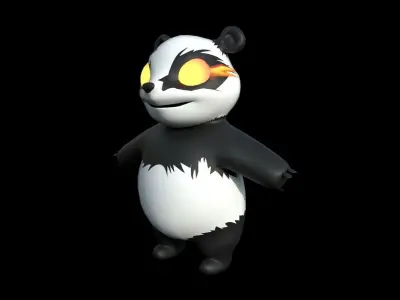 3D panda bear with glowing eyes Low-poly 3D model
