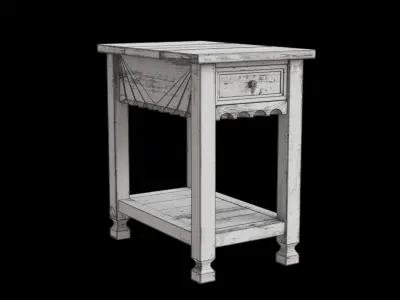 Country Cottage Chairside Table Low-poly 3D model