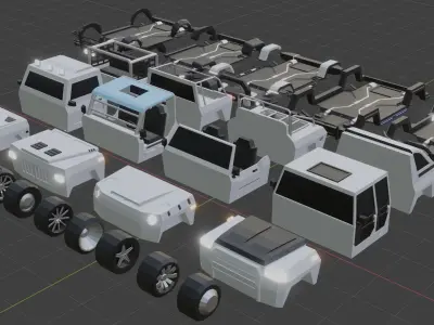 customizable jeep car  Low-poly 3D model