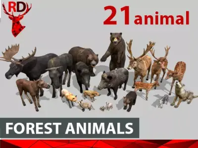 Forest animals 1 Low-poly 3D model