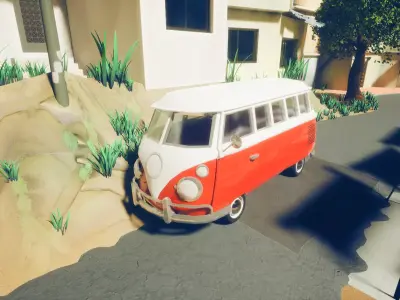 Stylized VW Bus Low-poly 3D model
