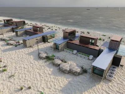 Temporary villa - villa condo - container building 3D model