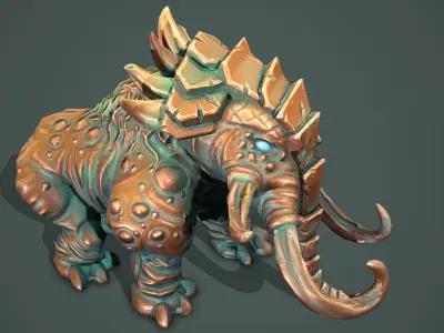 Statue mammoth Low-poly 3D model