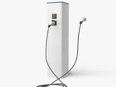 Electric Vehicle Charging Station asset collection 3D model