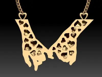 Gold Couple hands Pendant M21 3D print model