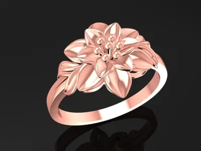 Elegant Floral Blossom Ring for Women  623 3D print model