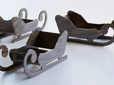 Wooden Toy Sleigh 3D model