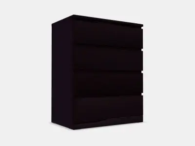 MALM chest of drawers with 4 drawers 3 Low-poly 3D model