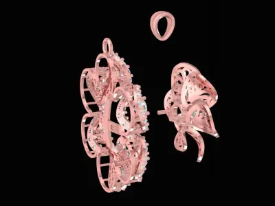 Luxury Floral Round Diamond Pendant Jewelry 3103 3D print model