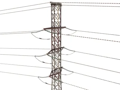Electricity Pole 27 Weathered 3D model