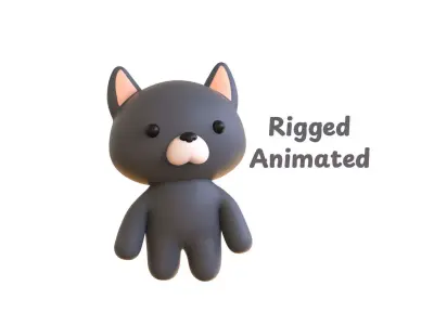 Chubby Wolf Animated for Games Low-poly 3D model