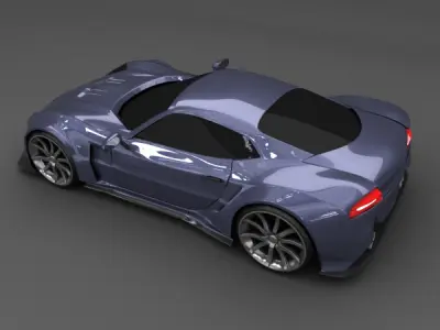 Blue racing concept car 3D model