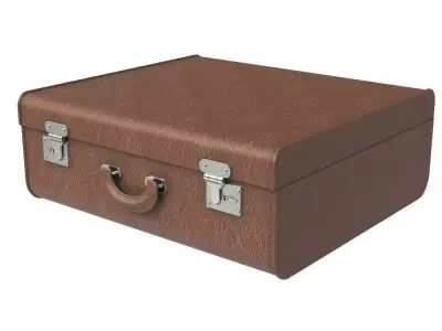 Brown travel suitcase Low-poly 3D model