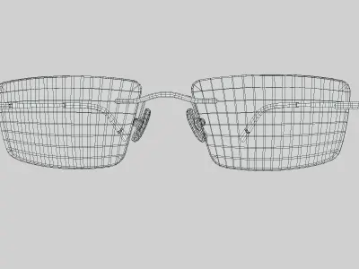 Rectangular Rimless Eyeglasses Low Poly PBR Realistic Low-poly 3D model