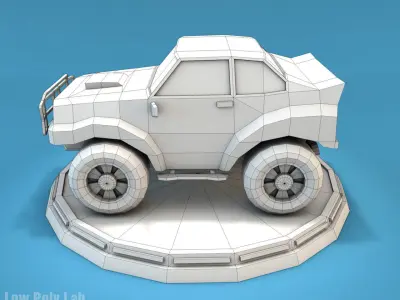 Cartoon Racing Jeep Low-poly 3D model