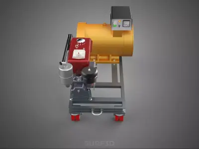 SWIVEL CASTER WHEEL DIESEL POWER GENERATOR SET GENSET ALTERNATOR 3D model