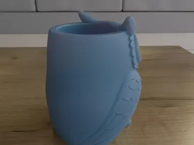 Cute Owl Planter STL File 3D Printable Model 3D print model