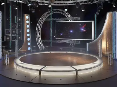 Virtual TV Studio Chat Set 23 3D model