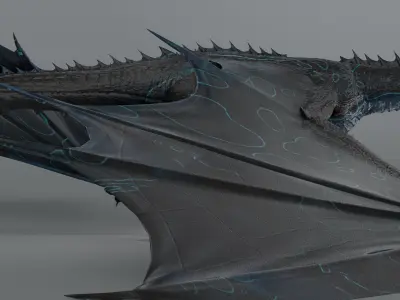 The great blue dragon - rigged Low-poly 3D model