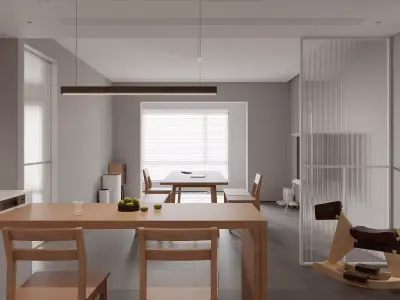 Modern  dining room interior scenes  3D model