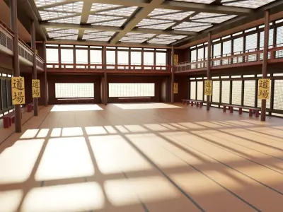 Japanese Dojo Low-poly 3D model