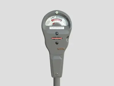 Parking Meter Gray Low-poly 3D model