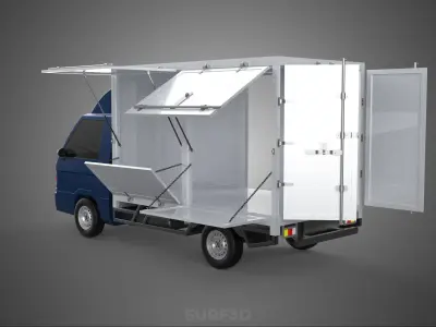 SIDE DOOR PANEL OPEN GATE WINDOW DROP BOX TRUCK FREIGHT CAR CUBE 3D model