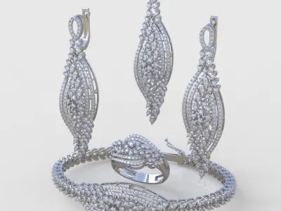 Ring Bracelet Earring and Pendant Set 3D printable model 0036 3D Model Pack