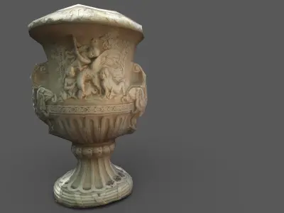Exterior 2-sided LOW POLY antique photorealistic vase  Low-poly 3D model