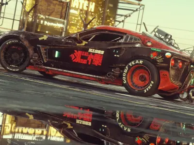 Cyberpunk Flanker-F C4d and Octane scene Low-poly 3D model