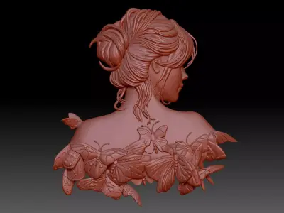 Girl and butterflies 3D print model