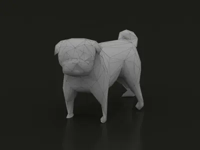 Low Poly Dog Pug Puppy Low-poly 3D model